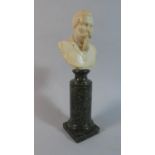 A Carved Alabaster Bust of Late 19th/Early 20th Century Moustachioed and Bearded Dignitary with