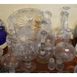A Tray of Glassware to Include Various Decanters, Hook Glass, Bowls etc