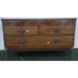 A 19th Century Crossbanded Mahogany Chest of Two Short and One Long Drawers on Later Stand, 105cm