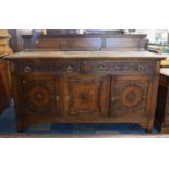 A Late Victorian/Edwardian Galleried Oak Sideboard with two Drawers Over Cupboard Base, 182cm Wide