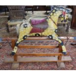 An Early 20th Century Dapple Grey Rocking Horse For Restoration on Pine H Frame