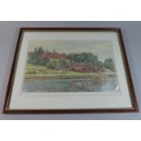 A Framed Limited Edition Print of Shrewsbury School and Boat House After Ken Howard no.145/500, 41cm