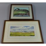 A Framed Golfing Print, Royal Cinque Ports Together with a Golfing Collage