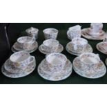 A Collection of Minton Haddon Hall Teawares to Include Six Cups and Saucers, Five Side Plates,