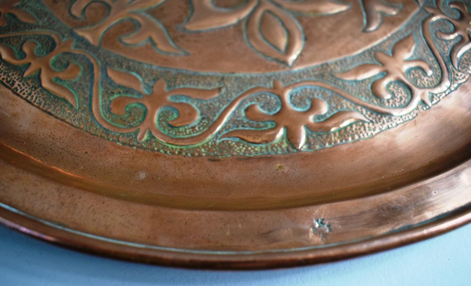 A Keswick School of Arts Circular Copper Charger Decorated with Fleur De Lys Design, Stamped with - Image 2 of 2