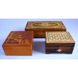 Three Continental Wooden Boxes One Containing Russian Medallion