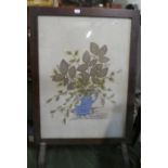 An Edwardian Oak Framed Silk Embroidered Firescreen