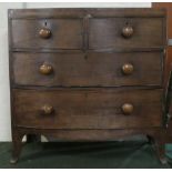 A Late 19th Century Bow Fronted Bedroom Chest for Restoration, Two Short and Two Long Drawers,