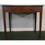 An Edwardian Mahogany Side Table with Single Long Drawer on Square Tapering Supports, 80.50cm Wide