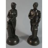 Two Bronze Effect Figural Golfing Trophies