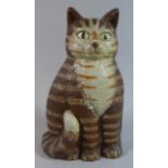 A Modern Hand Painted Cast Iron Door Stop in the Form of a Seated Cat, 23cm high