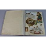 A Late Victorian Scrap Book Containing Decoupage, Greetings Cards, Coloured Prints etc