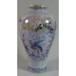 A Wilton Ware Lustre Vase Decorated with Exotic Birds, 21cm high