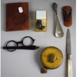 A Small Collection of Curios to Include Shoehorn, Mother of Pearl Handled Fruit Knife, Double