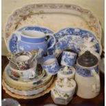 A Tray of Ceramics to Include Decorated and Blue and White Plates, Wedgwood Wild Strawberry, Aynsley