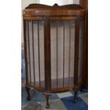 A Mid 20th Century Mahogany Bow Fronted and Galleried Display Cabinet on Claw and Ball Feet, 85cm