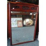 A Mid/Late 20th Century Chinese Hardwood Wall Mirror with Pierced Top Rail, 92cm High