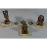 A Collection of Cast Metal Egyptian Souvenir Ornaments to Include Sphinx, Pharaoh, Pyramids etc