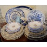 A Tray Containing Various Blue and White Plates and Jug, Mintons Side Plates etc