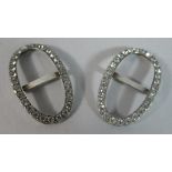 A Pair of Continental Silver Shoe Buckles with White Stones, Stamped 800