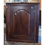 A 19th Century Oak Wall Hanging Corner Cabinet with Panelled Door, 77cm Wide