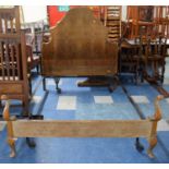 A Mid 20th Century Burr Walnut Double Bed Frame in the French Style, 54in Wide