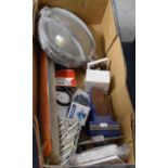 A Box of Various Tools, Bulk Head Light, Vice etc