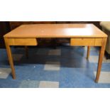 A Mid 20th Century Oak Writing Desk with Two Drawers and Rexine Top, 137cm Wide