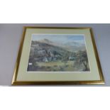 A Framed Print Depicting Welsh Mountain Village, Signed by the Artist, 45cm Wide