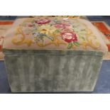 An Upholstered Storage Box Stool with Tapestry Top, 42cm Wide