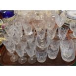 A Tray of Various Cut Glass to Include Wines, Sherries, Tumblers etc