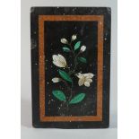 A Rectangular Pietra Dura Desktop Paperweight Decorated with Flowers, Some Chips to Rim, 13.5cm x