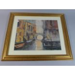 A Gilt Framed Print of Venice Canal, 37cm Wide