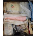 A Box Containing Various Lace, Trimmings, Embroideries and Silks from 1920's/1950's