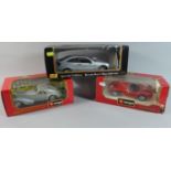 Two Boxed Bburago Diecast Ferrari and Bugatti Together with a Maisto Mercedes Sports Coupe