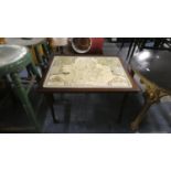 A Mid 20th Century Rectangular Coffee Table with Printed Staffordshire Map to Top, 60cm Wide