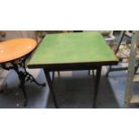 A Square Topped Beize Covered Games Table with Folding Legs, 69cm