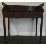 A 19th Century Mahogany Washstand with Raised Gallery and Set on Turned Wooden Supports, Single Long