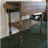 A Mid 20th Century Drop Leaf Oak Drop Leaf Oak Two Tier Trolley, 67.5cm Wide