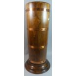 A Mid 20th Century Copper Banded Cylindrical Wooden Stick Stand, 66cm High