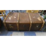 A Vintage Canvas Covered Travelling Trunk, 91cm Wide
