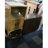 A Collection of Furniture to Include Walnut Bedside Cabinet, Circular Mahogany Coffee Table and a