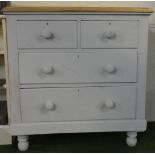 A Grey Painted and Stripped Top Pine Chest of Two Short Two Long Drawers, 90.5cm Wide