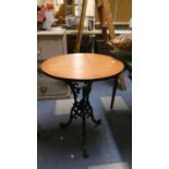 A Cast Iron Based Circular Tripod Table, 55cm Diameter