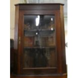 An Edwardian Inlaid Mahogany Wall Hanging Corner Cabinet with Glazed Door, 52cm Wide