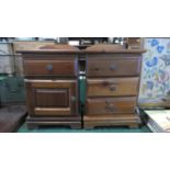 A Pair of Modern Pine Bedside Cabinets, Each 43.5cm Wide