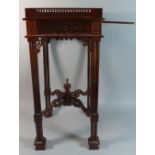 A Reproduction Mahogany Chippendale Style Square Topped Stand with Pierced Gallery and Aesthetic