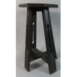 A Small Edwardian Oak Octagonal Topped Kettle Stand with Pierced Supports, 37.5cm High