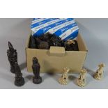 A Resin Chess Set in the Form of Wizards, Dragons, Pegasus etc Some Af, King 15cm High