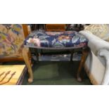 An Upholstered Dressing Table Stool on Cabriole Legs, 55cm Wide